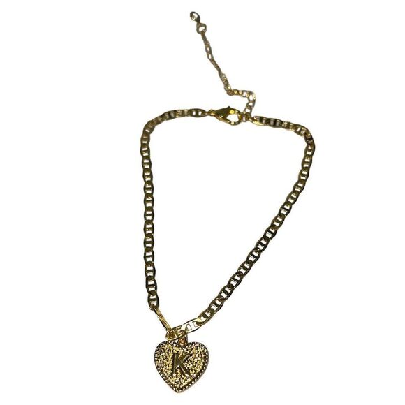 Initial K Classic Bracelet Gold Tone Adjustable Link Chain Embossed Heritage - Picture 1 of 6